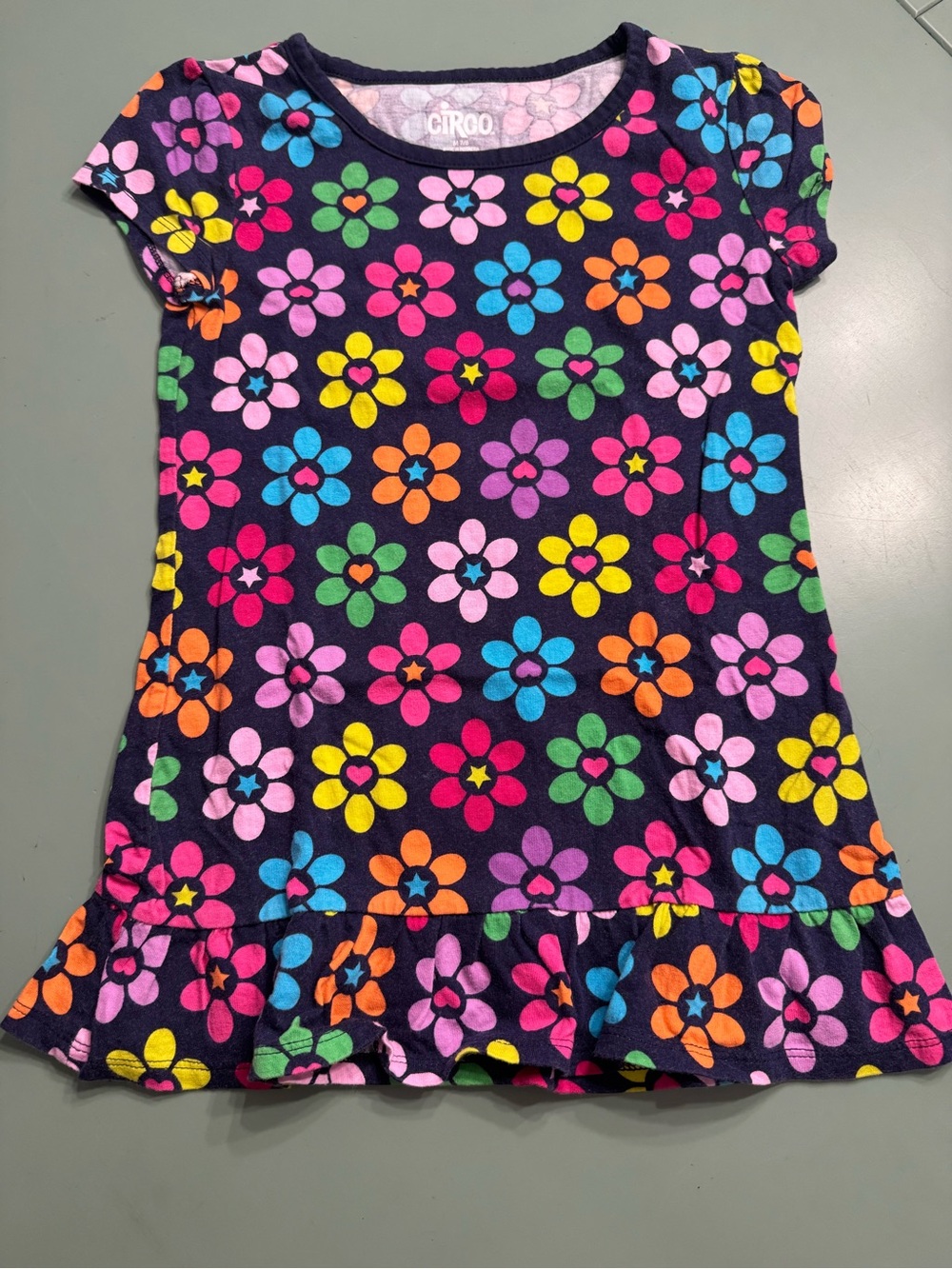 Circo Navy Tee Dress with Multicolor Floral Print